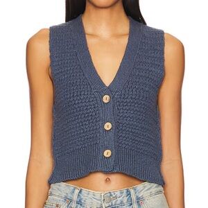 Free People Indigo Knit Sweater Vest